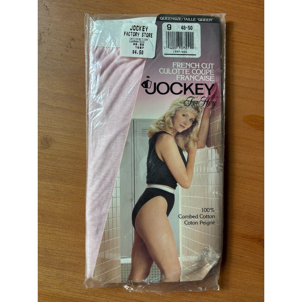 Jockey For Her French Cut Size Queen 9  100% Cotton Pink VNTG 1992